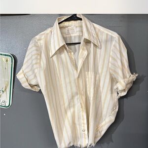 Arrow Men's Beige Striped Button Down Shirt
